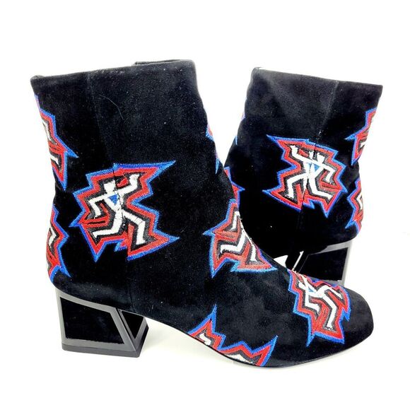 6.5 Kat Maconie Boots Daphne Dancer Suede Ankle Block Heel Retro Disco 37 NIB - Picture 1 of 16
